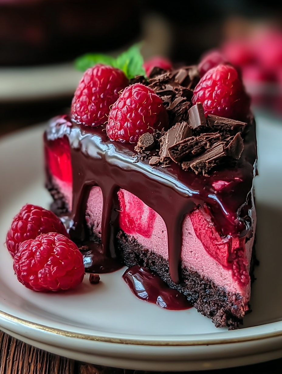 Dark Chocolate Raspberry Cheesecake