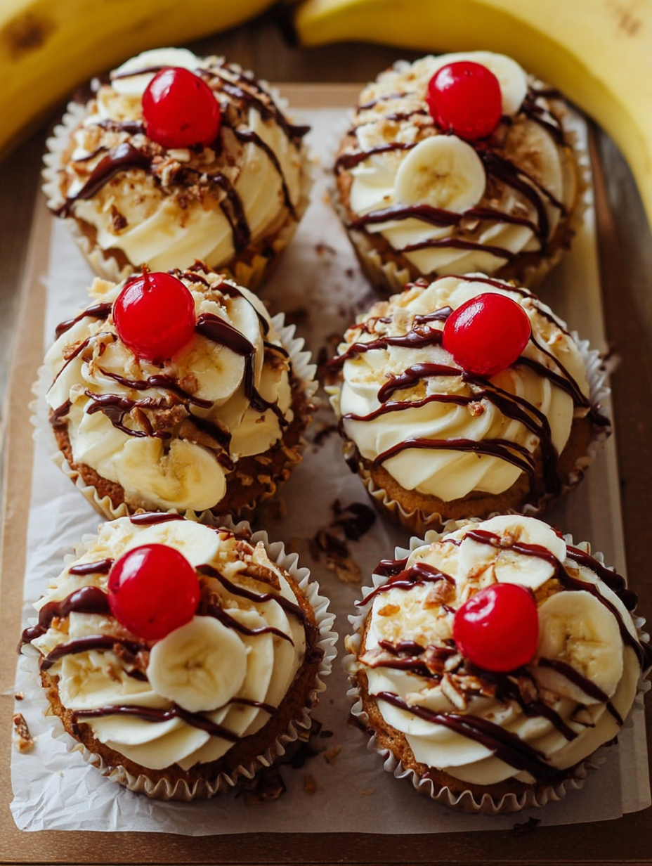 Banana Split Cupcakes