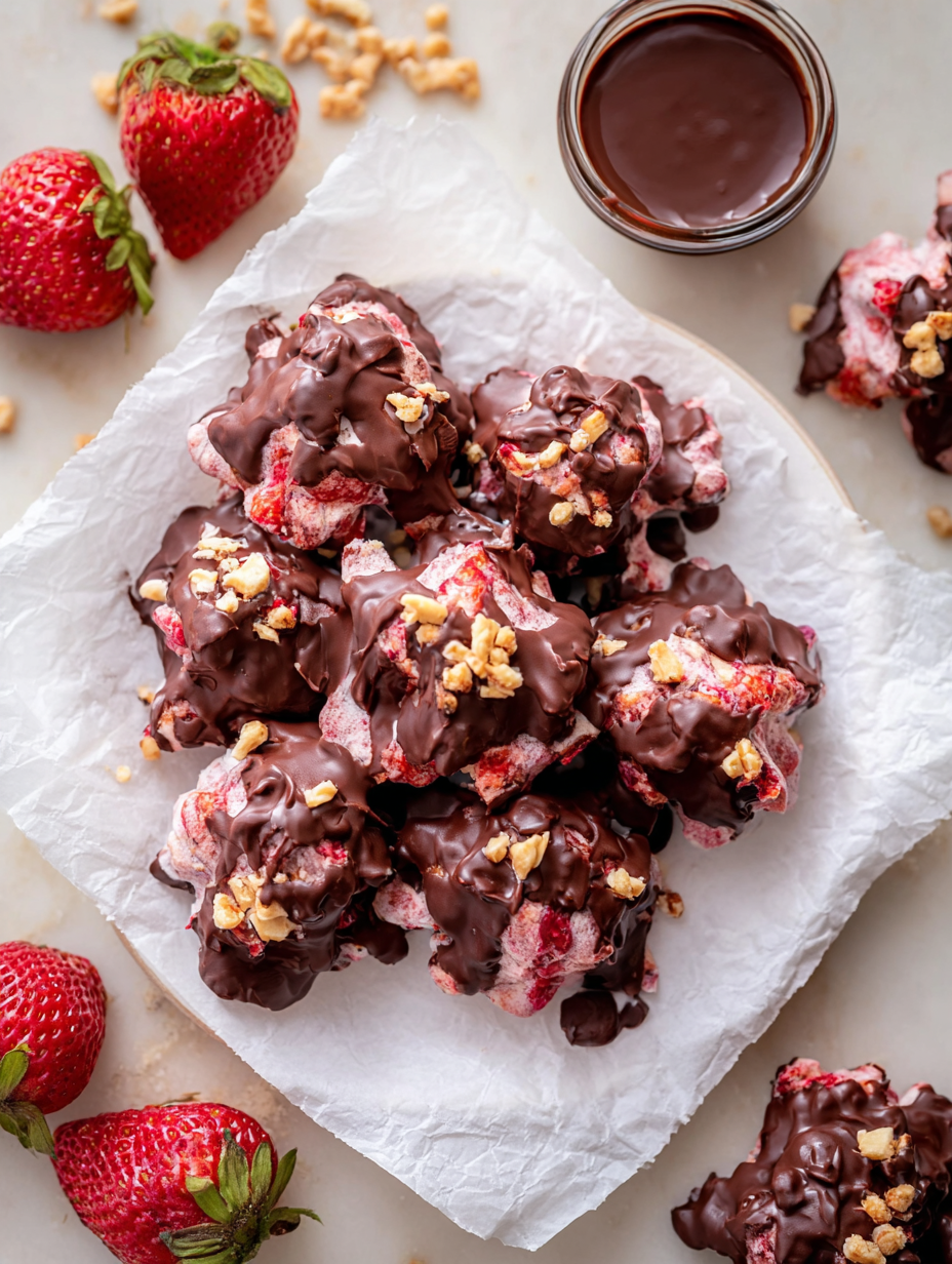 Chocolate Strawberry Banana Yogurt Clusters