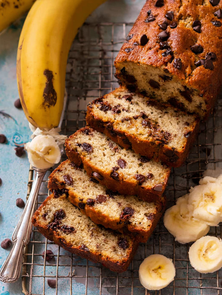Skinny Chocolate Chip Banana Bread (Low Calorie)
